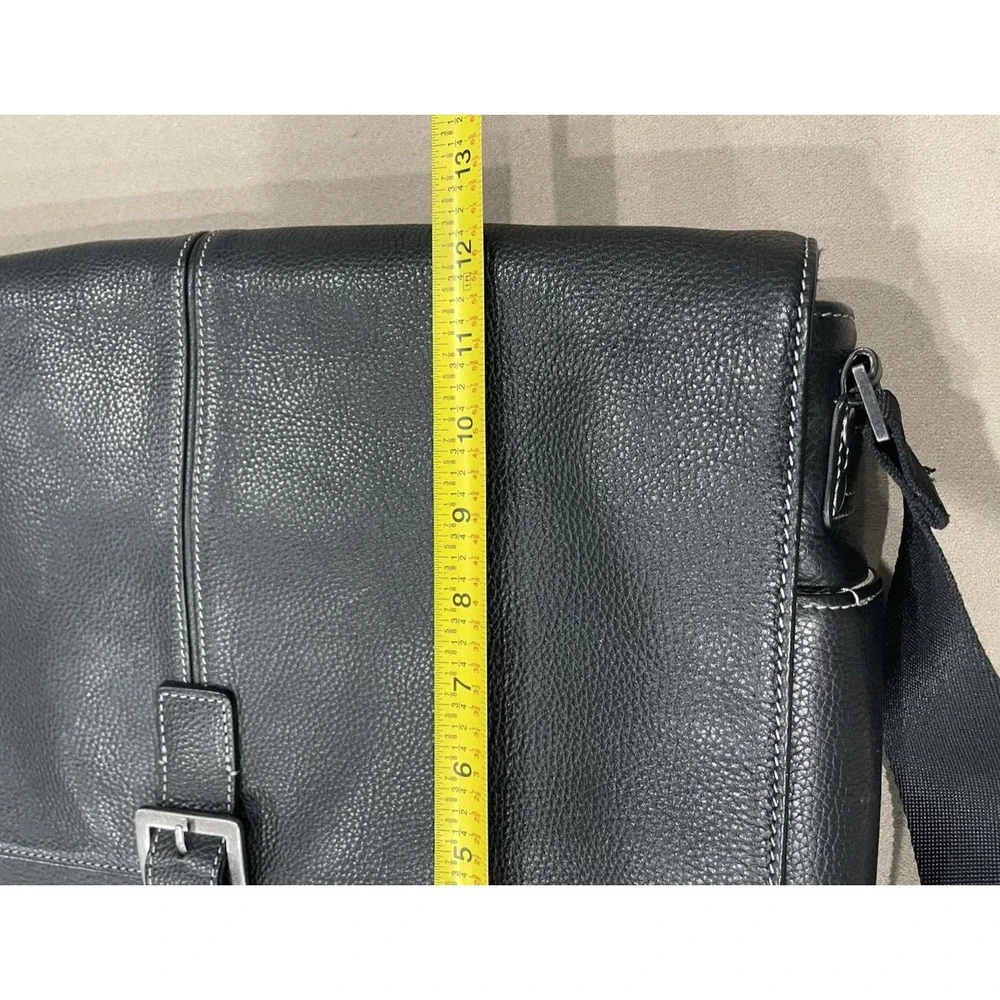 BOCONI Black Tumbled Leather Briefcase Padded‎ Attaché Case RFID Protection